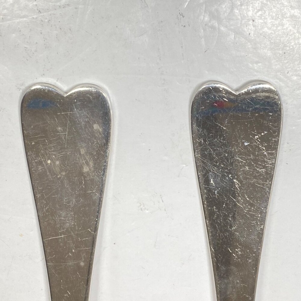 Reed and Barton Silver Plate Heart Handle Large Serving Fork and Spoon Set - Picture 3 of 15